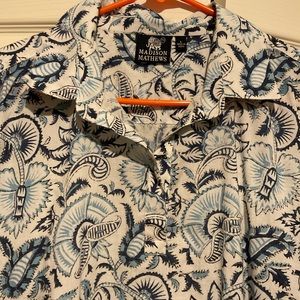 Madison Mathew’s maxi dress sz L blue white with tassels on bottom